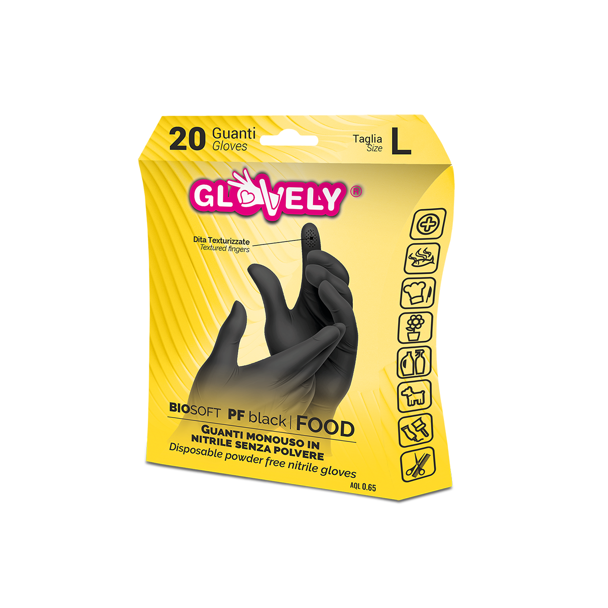 BIOSOFT PF Black FOOD – Guanti da Esaminazione in Nitrile - Nero