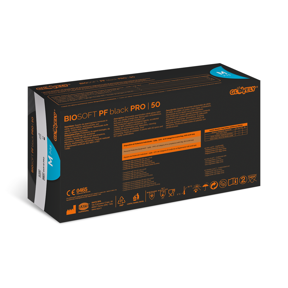 BIOSOFT PF BLACK PRO - Guanti in Nitrile Neri Senza Polvere