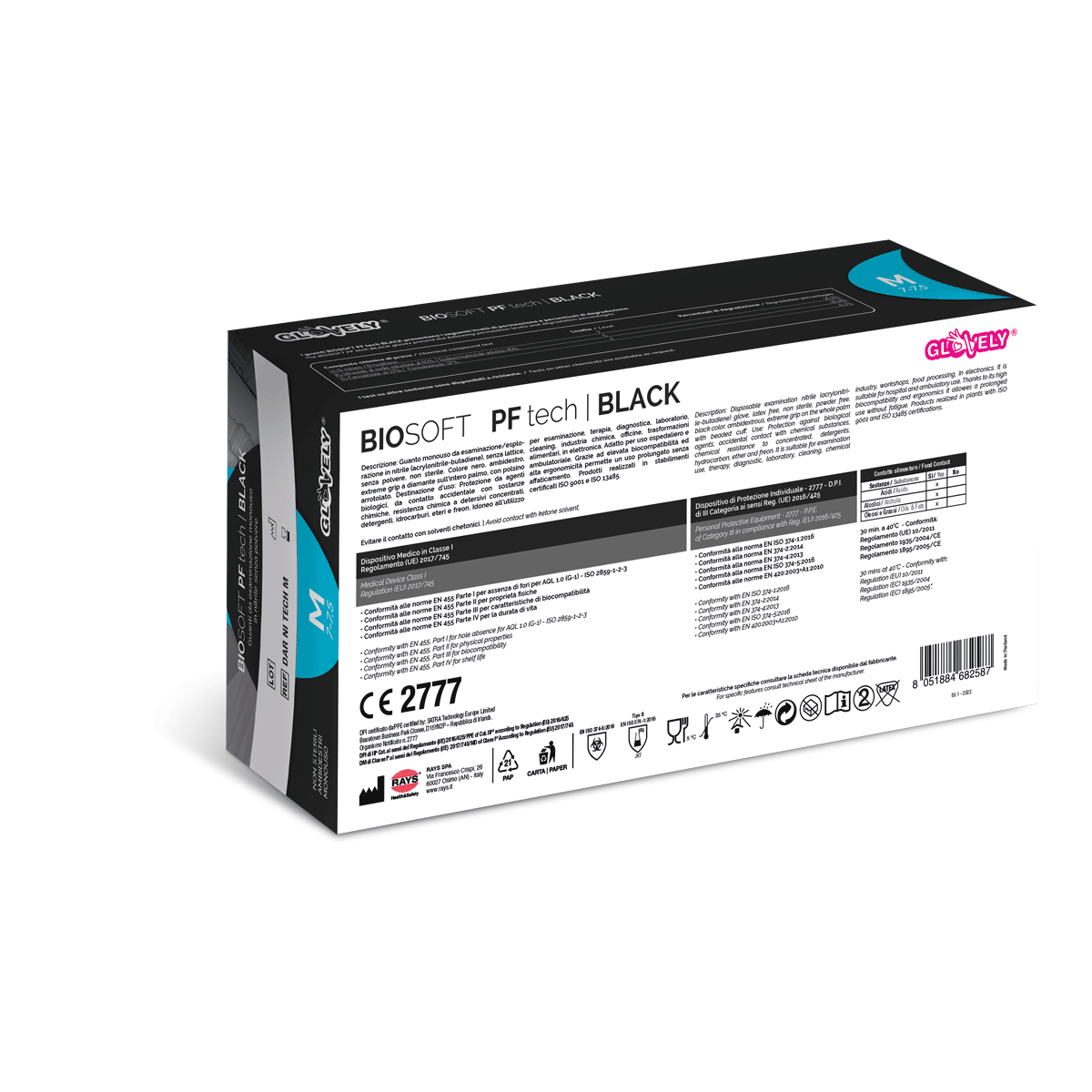 BIOSOFT PF tech BLACK - Guanti in Nitrile Nero con Grip Diamantato 3D