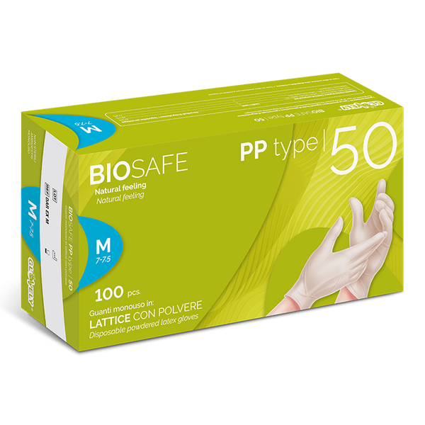 BIOSAFE PP type 50 - Guanti in Lattice con polvere - colore bianco