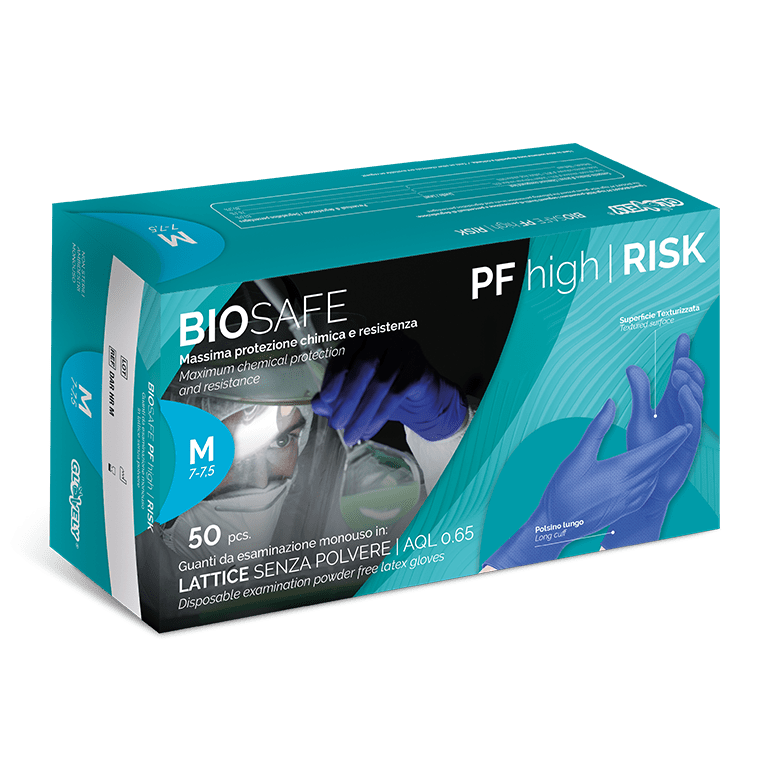 BIOSAFE HIGH RISK - Guanti in Lattice ad alto spessore - colore Blu