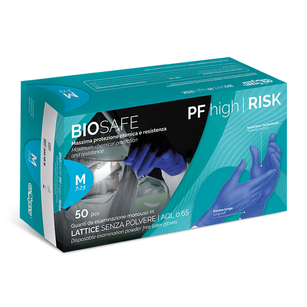 BIOSAFE HIGH RISK - Guanti in Lattice ad alto spessore - colore Blu