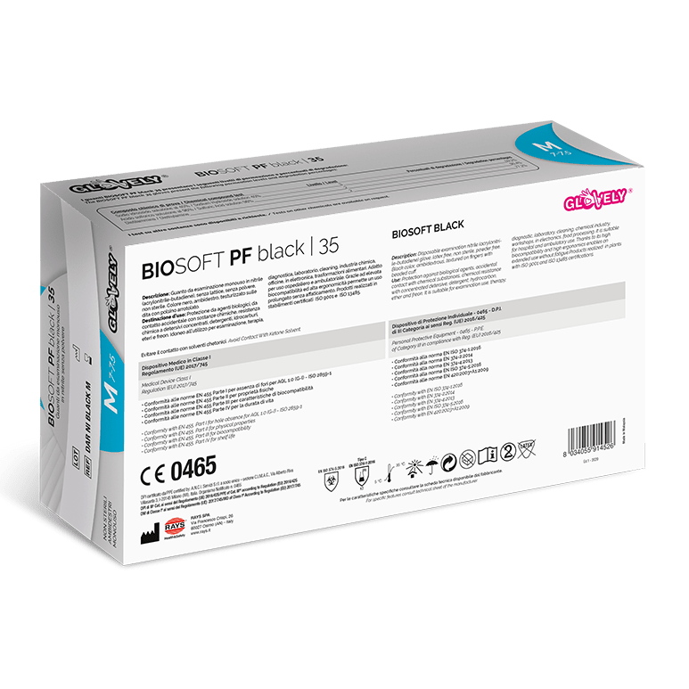 BIOSOFT PF black 35 - Guanti da esaminazione in Nitrile Nero ad Alta Resistenza