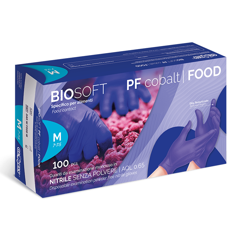 BIOSOFT PF cobalt FOOD – Guanti da Esaminazione in Nitrile - colore Blu cobalto