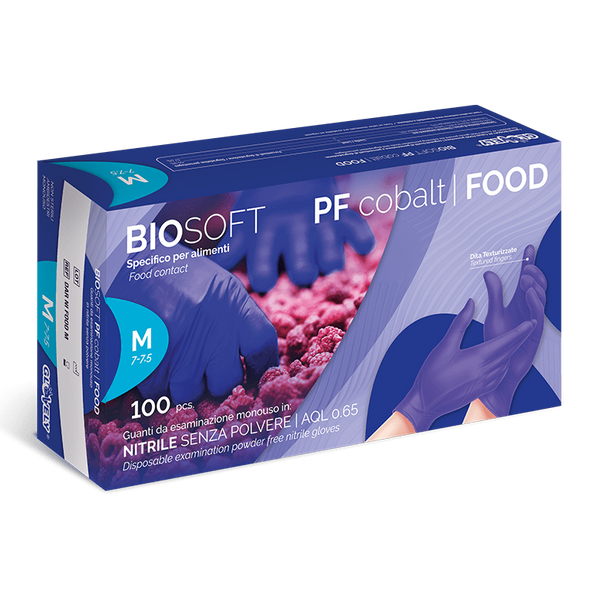 BIOSOFT PF cobalt FOOD – Guanti da Esaminazione in Nitrile - colore Blu cobalto