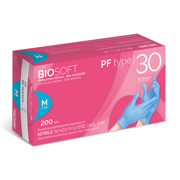 BIOSOFT PF type 30 – Guanti da Esaminazione in Nitrile - colore Azzurro
