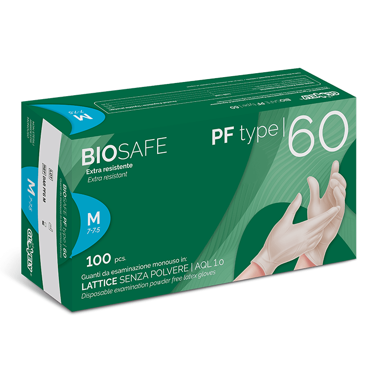 BIOSAFE PP type 60 - Guanti in Lattice senza polvere - colore bianco
