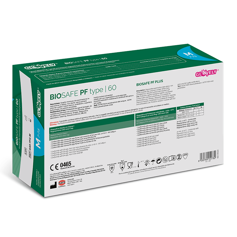 BIOSAFE PP type 60 - Guanti in Lattice senza polvere - colore bianco