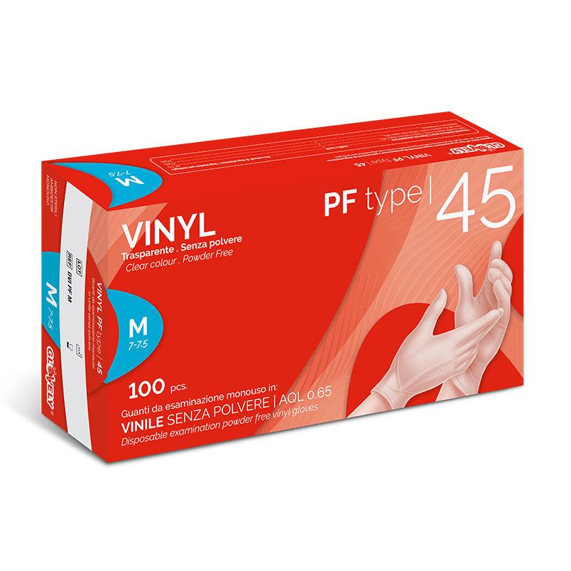 VINYL PF type 45 – Guanti da Esaminazione in Vinile - colore trasparente
